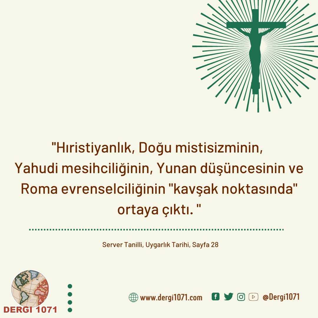dergi1071's tweet photo. İsa'nın öğretisinin temeli olan
"Tanrı saltanatı" düşüncesi için, "insan düşüncesini harekete geçiren ve kafasını değiştiren en büyük ihtilal doktrinlerinden biridir" der, İngiliz tarihçisi Wells.

Server Tanilli, Uygarlık Tarihi, sayfa 28

#servertanilli #hıristiyan #tarih https://t.co/cXuXSeh5WB