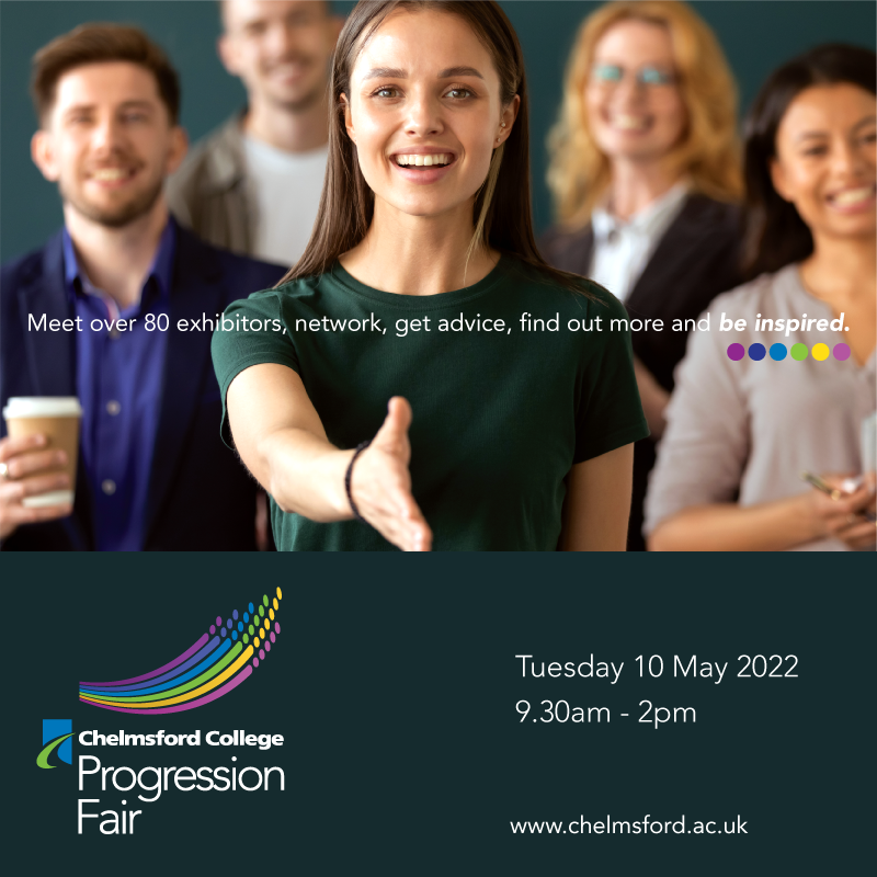 We're proud to announce our forthcoming #ProgressionFair which will be on Tues 10 May from 9.30am - 2pm at #ChelmsfordCollege More details soon! #FutureMe