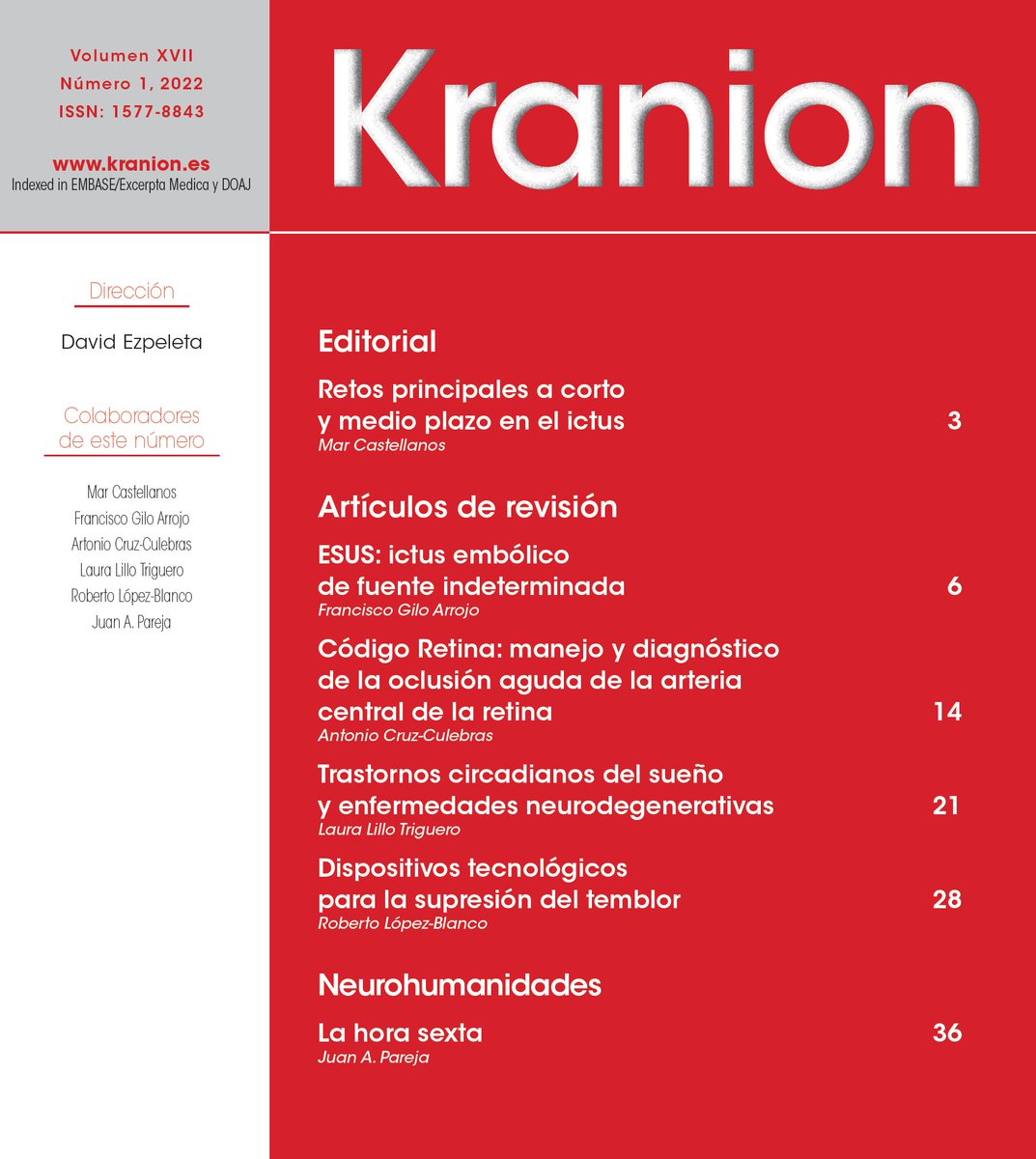 RKranion's tweet photo. Os presentamos el nuevo número de KRANION 🧠

- ESUS
- Código Retina
- Sueño y neurodegeneración
- Dispositivos para el tratamiento del temblor
- La hora sexta...

Acceso gratuito 👇
https://t.co/1BeiBZUUSd
https://t.co/s8EjjPhTRk

Muchas gracias por difundir 🔁❤️ https://t.co/xJCehN7lpV