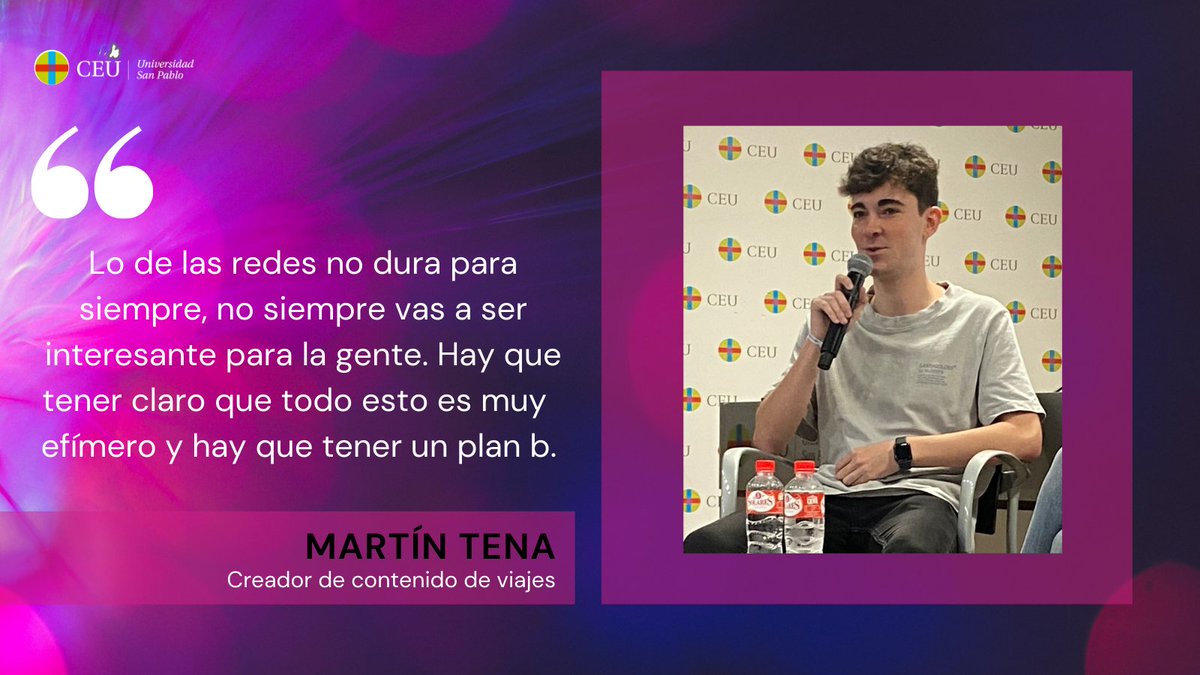 USPCEUHumYCom's tweet photo. Martín Tena (@martintena9) resalta la importancia de no dejar de estudiar.👨🏻🎓 #Comweek22 https://t.co/0PSqUVFvyY
