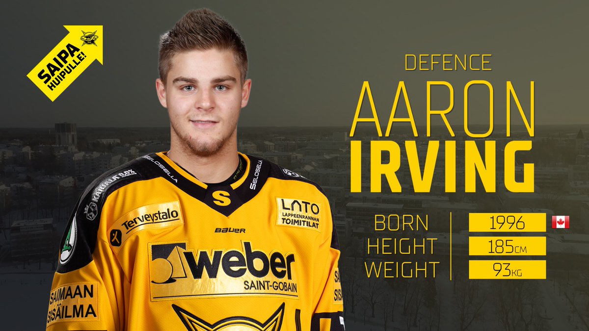 Liiga_SaiPa's tweet photo. Welcome to SaiPa Aaron Irving! 

https://t.co/p8m5If8AM5

#SaiPa #Liiga #Lappeenranta #YlpeästiKeltamusta https://t.co/Yntp0ARDuj