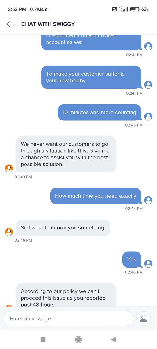 Robinalone's tweet photo. @swiggy_in @SwiggyCares Now swiggy said we can't do anything. You have to pay the cancelation fee. Success sucks Swiggy. https://t.co/78reIsM6SH