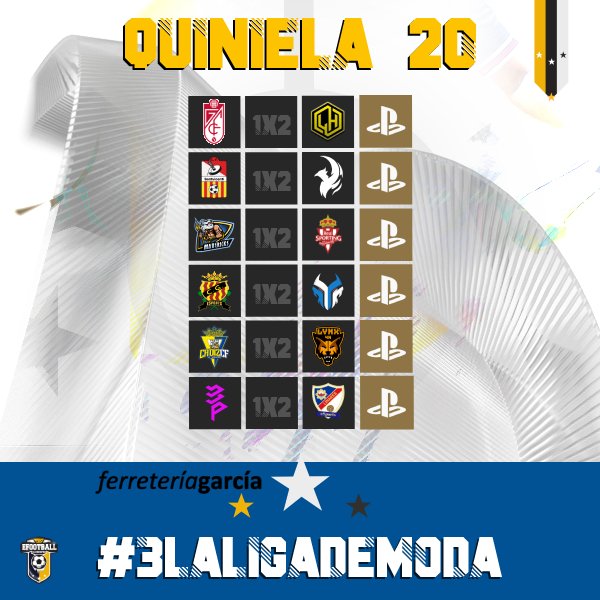 🔩¡¡Llega la #Quiniela se te va la tuerca de 
<a href="/FerreGarcia16/">𝐅𝐞𝐫𝐫𝐞𝐭𝐞𝐫í𝐚 𝐆𝐚𝐫𝐜í𝐚🔩</a>!!🔥

👀¡Se el máximo acertante de la semana y llévate tu #premio para casa!🎁

🤔¿Cómo conseguirlo? 

✍️ Rellena 1X2
➡️ Sigue a <a href="/FerreGarcia16/">𝐅𝐞𝐫𝐫𝐞𝐭𝐞𝐫í𝐚 𝐆𝐚𝐫𝐜í𝐚🔩</a> &amp; @PLGeFootBall
🔁 RT 

👊#3laligademoda #clubespro #FIFA22 #FIFA2022