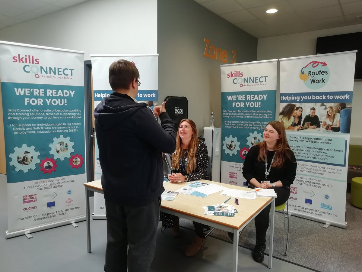 SkillsConnectGY's tweet photo. Thank you to everyone who attended the @EastCoast_Coll jobs fair yesterday and well done to the lovely ladies at Skills Connect for their hard work. We look forward to helping you back into work, training, or education. https://t.co/LvowiAF39F