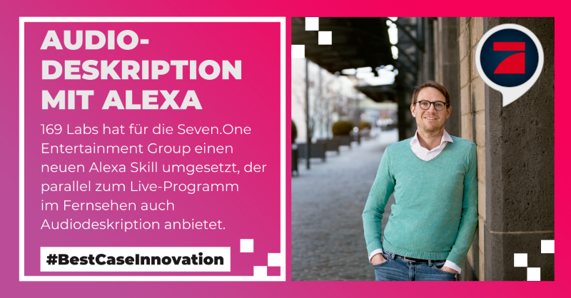 XPLRMedia's tweet photo. „Statt das Pferd von hinten aufzuzäumen und einen Use Case für einen Sprachassistenten zu suchen, können wir hier Probleme lösen, die wirklich Probleme sind.”
Audiodeskription mit #Alexa: Die Münchner #Voice Assistant Agentur @169Labs macht Live-TV barrierefrei ⬇️