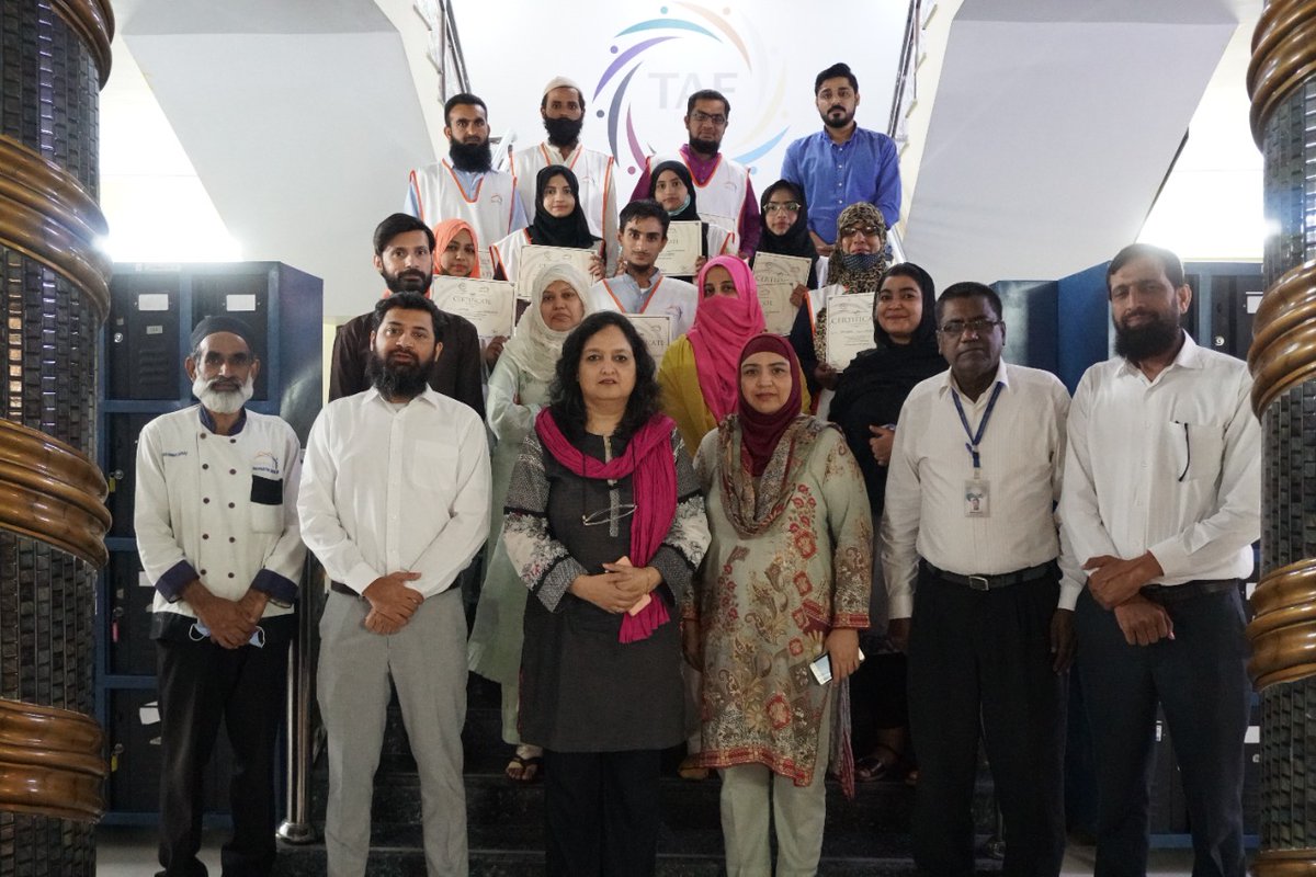 TAFFoundation1's tweet photo. The closing ceremony of TAFF-VTI Housekeeping Course was conducted at #TAFF Main Campus (Clifton) on April 28, 2022.
The trainees were equipped with international standard #housekeeping during their training. They were awarded course completion and 100% attendance certificates. https://t.co/SEPGkoGVgd