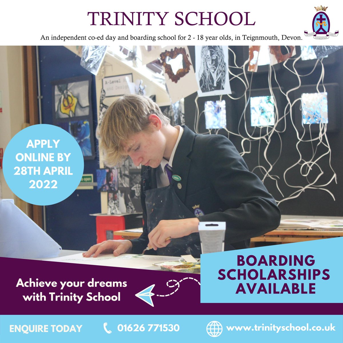 Are you a talented swimmer, excellent tennis player, or academic superstar? Apply for our boarding scholarships today!

Available for students entering years 7, 9, and 12 in September 2022. 

To find out more, or to apply, visit our website trinityschool.co.uk/boarding-schol…
#scholarships