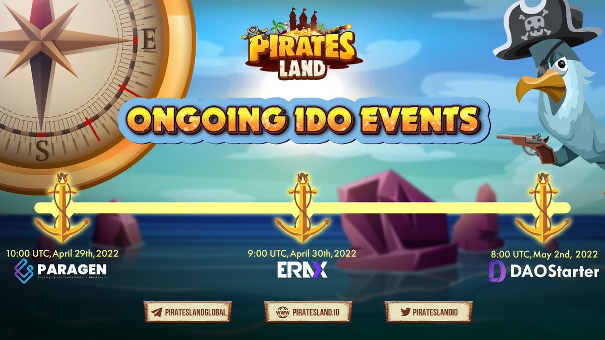 🔥THE UPCOMING IDO EVENTS🔥

Paragen
⏰10:00 UTC | April 29th, 2022
📌Launchpad: Paragen.io
🎯Target: $150,000

Erax
⏰9:00 UTC | April 30th, 2022
📌Launchpad: Erax
🎯Target: $75,000

DAOStarter
⏰8:00 UTC | May 2nd, 2022
📌Launchpad: DAOStarter
🎯Target: $100,000