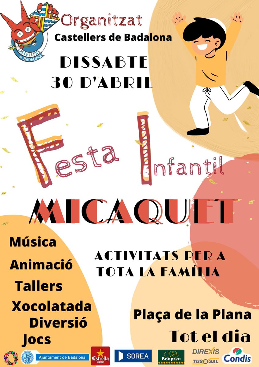 jovesMIKQS's tweet photo. Aquest dissabte arriba un dels dies més especials… 🥁🥁🥁

La Festa del MICAQUET!!! 🙋🏻‍♂️🙋🏽‍♀️🙋🏿

Us esperem a la Plaça de la Plana d’11 a 14h i de 16 a 19h, amb activitats per tota la canalla!

Gràcies a @tusgsal_oficial @bonpreuesclat i @Condislife per fer-ho possible!

#Badalona https://t.co/4jhnE3YLVw