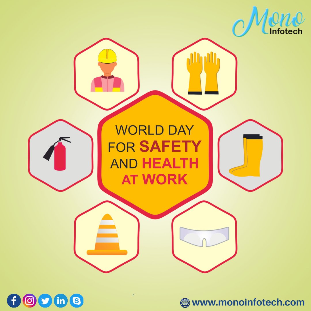 The World Day for Safety and Health at Work is to raise awareness on how to make the workplace safe and healthy for employers by ensuring freedom, equity, security, and human dignity in the workplace.

🏢 𝐖𝐨𝐫𝐥𝐝 𝐃𝐚𝐲 𝐟𝐨𝐫 𝐒𝐚𝐟𝐞𝐭𝐲 𝐚𝐧𝐝 𝐇𝐞𝐚𝐥𝐭𝐡 𝐚𝐭 𝐰𝐨𝐫𝐤 🏢