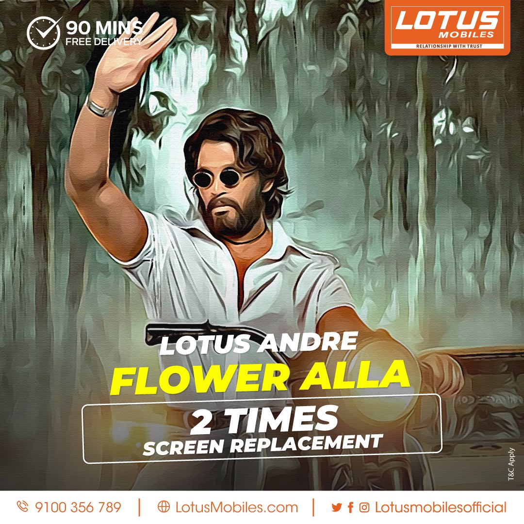 Lotusmobiles's tweet photo. Lotus Mobiles andre two times screen replacement on smartphones 🔥👌

.
.
.

Shop now from your nearest @lotusmobilesofficial  store today ✨
.
.
.
.
.
.

#smartphone #lotusmobiles #shopnow #buynow #viral #alluarjun #pushpa #pushparaj #pushpadialogues #pushpareels https://t.co/RJSSplo1lS