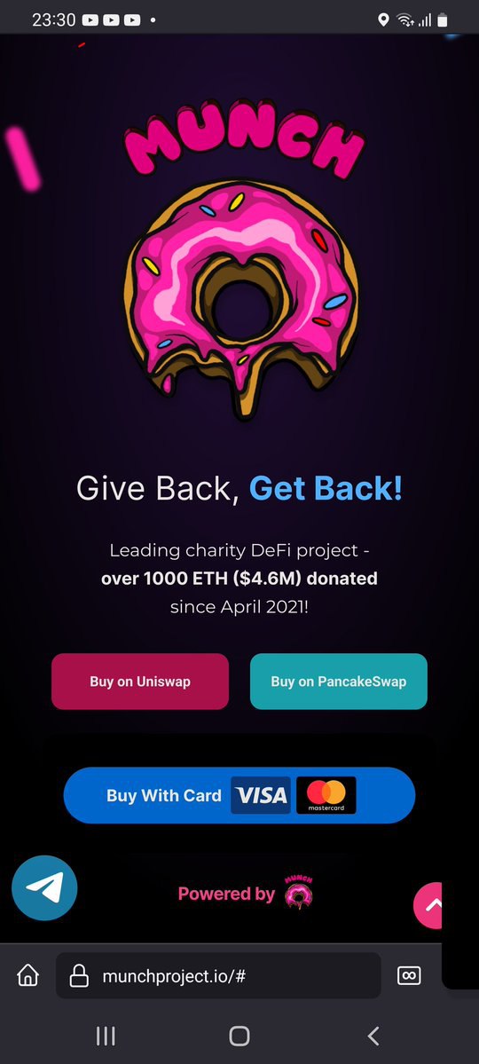 Amazing work by the team @MunchToken who have released their game-changing #fiat2crypto widget.
Buy $MUNCH easily with your  bank card, or add the widget to your own project (after verification) to buy ANY crypto with fiat 😍
#charity #ThursdayThoughts #JustGiving #ukraine #DeFi