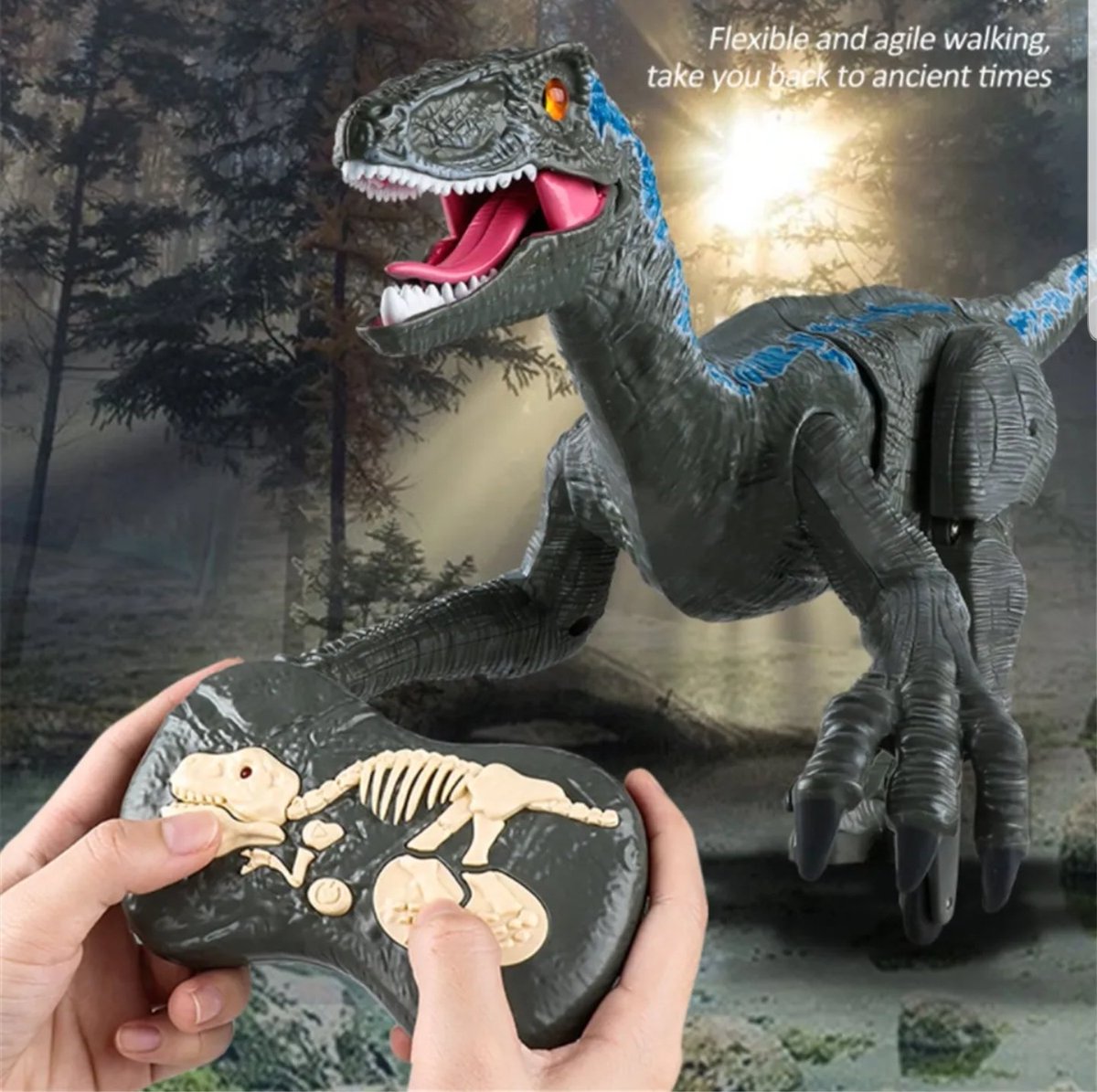 Merksell's tweet photo. dinosaurio velociraptor a control remoto:

🦖avanza
🦖retrocede
🦖se balancea de lado a lado
🦖gruñe como uno real!

Regalo ideal para niños de todas las edades!

🦖📢🎶🛒💡🌵🎁 #Merksell https://t.co/nkOyyaJdVn