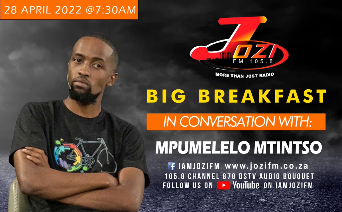 @MpumeleloMtintso is on big breakfast on Jozi fm with @LungileMasondo and @PelepeleComedy. They look into his journey on and off the bike. Tune in! 👇 @BookIbhoni
