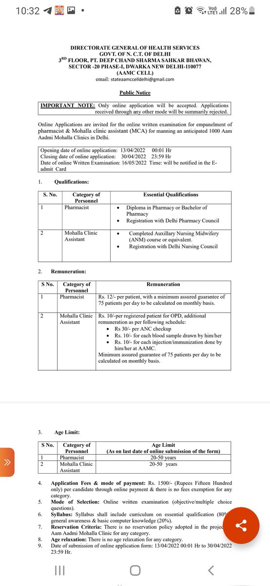 DhirenShokeen's tweet photo. Same Department #AAMC #MohallaClinic , big difference/disparity
Vacancy for Doctor /#Pharmacists
Method-walkinInterview/online Exam
Fee- ZERO /1500 😲per form
Pay - 40 / 12 रुपये per Patient 
Police Verification-NO /Yes
Result-in 2 Days / GOD knows
Joining- 2 Days / प्रभु इच्छा https://t.co/rFnJRtyclY