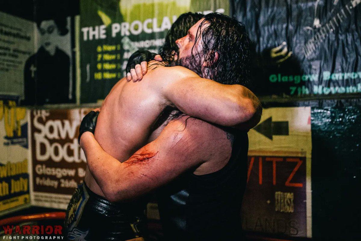 warrior_photo's tweet photo. Jester and @DMcIntyreWWE immediately after their infamous match at the barras. #wrestling #glasgow #history https://t.co/fN5vxyG7oP