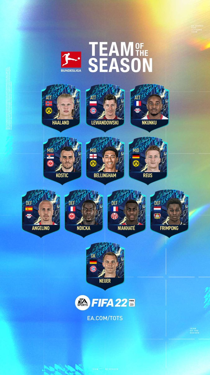 Fifa 22 Bundesliga Tots seçimlerim. Galiba Nkunku'nun 20. kartı olacak :)

#BLTOTS #TOTSVOTE