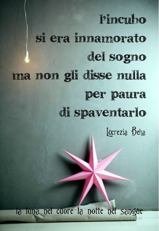 Lucrezia Beha on X: "L'incubo si era innamorato del sogno, ma non gli disse nulla per paura di spaventarlo. Lucrezia Beha #lalunanelcuorelanottenelsangue #lucreziabehaofficial #lucreziabeha #incubo #sognare #innamorarsi #amore #paura #frasi #citazioni ...