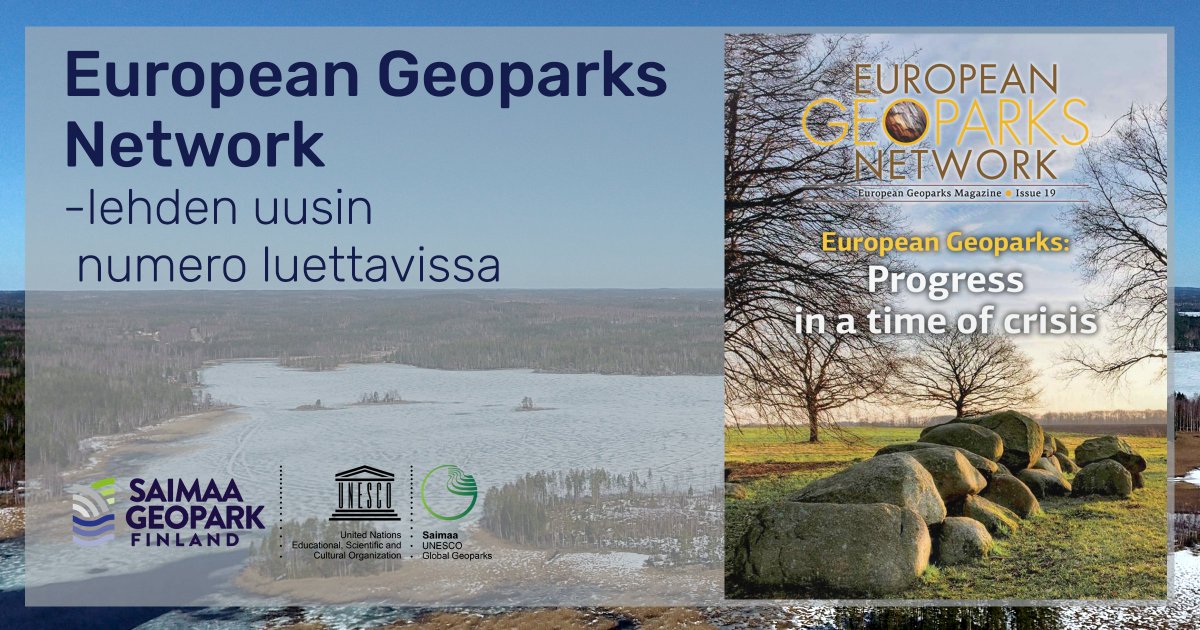 Uusin numero European Geoparks Network -lehdestä on nyt luettavissa. Pätkä Saimaa Geoparkista löytyy PDF-tiedoston sivulta 34👏

Numero ladattavissa linkistä
europeangeoparks.org/?page_id=395 
#saimaageopark #UNESCOGlobalGeopark #ΕuropeanGeoparksNetwork