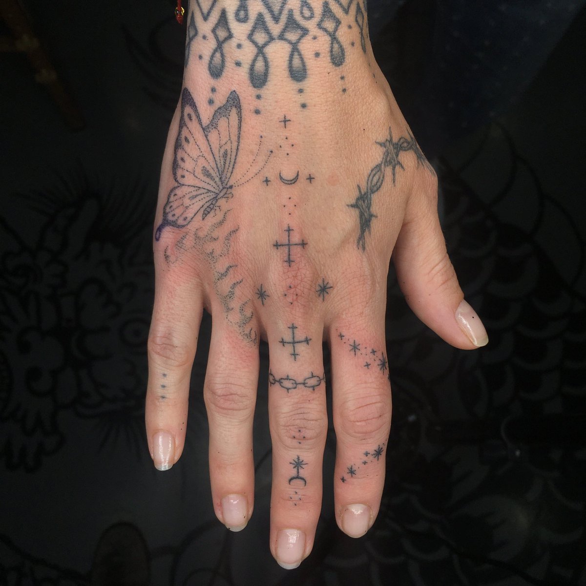 Drawn on.