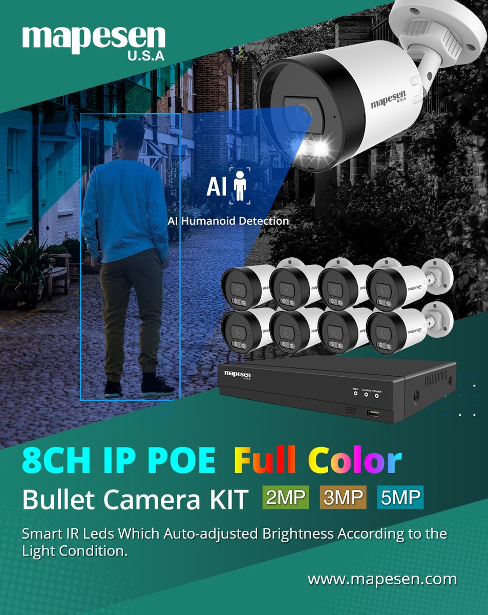 MapesenTechnol1's tweet image. #mapesen Full Color Network Camera Kit, 4CH/8CH,2MP 3MP 5MP Available,to light up your life with secured.
#fullcolorcamera #colorvucamera #camerakit #homesecuritysystem