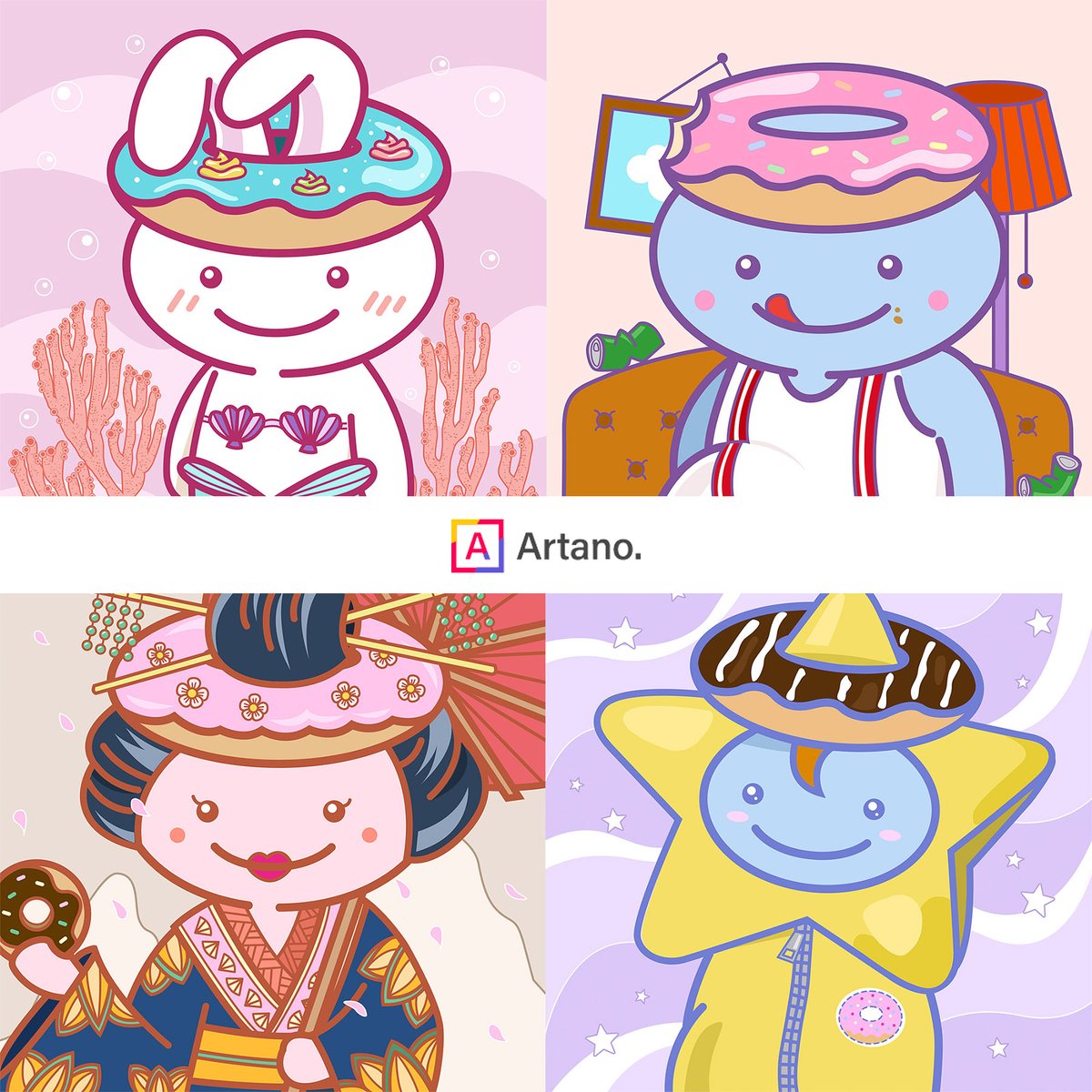 shinelikesugar's tweet photo. My DonutHead series is now available on @artano__io! Decided to hold an auction for these 1/1 artworks. Bidding starts on April 29 at 00:00 (UTC +8) with a starting bid of 50 ADA and will run for a week. Check link below:

https://t.co/4p4A9pV0Si

#Cardano #CNFT #CardanoCommunity https://t.co/lFXFsCXeVn