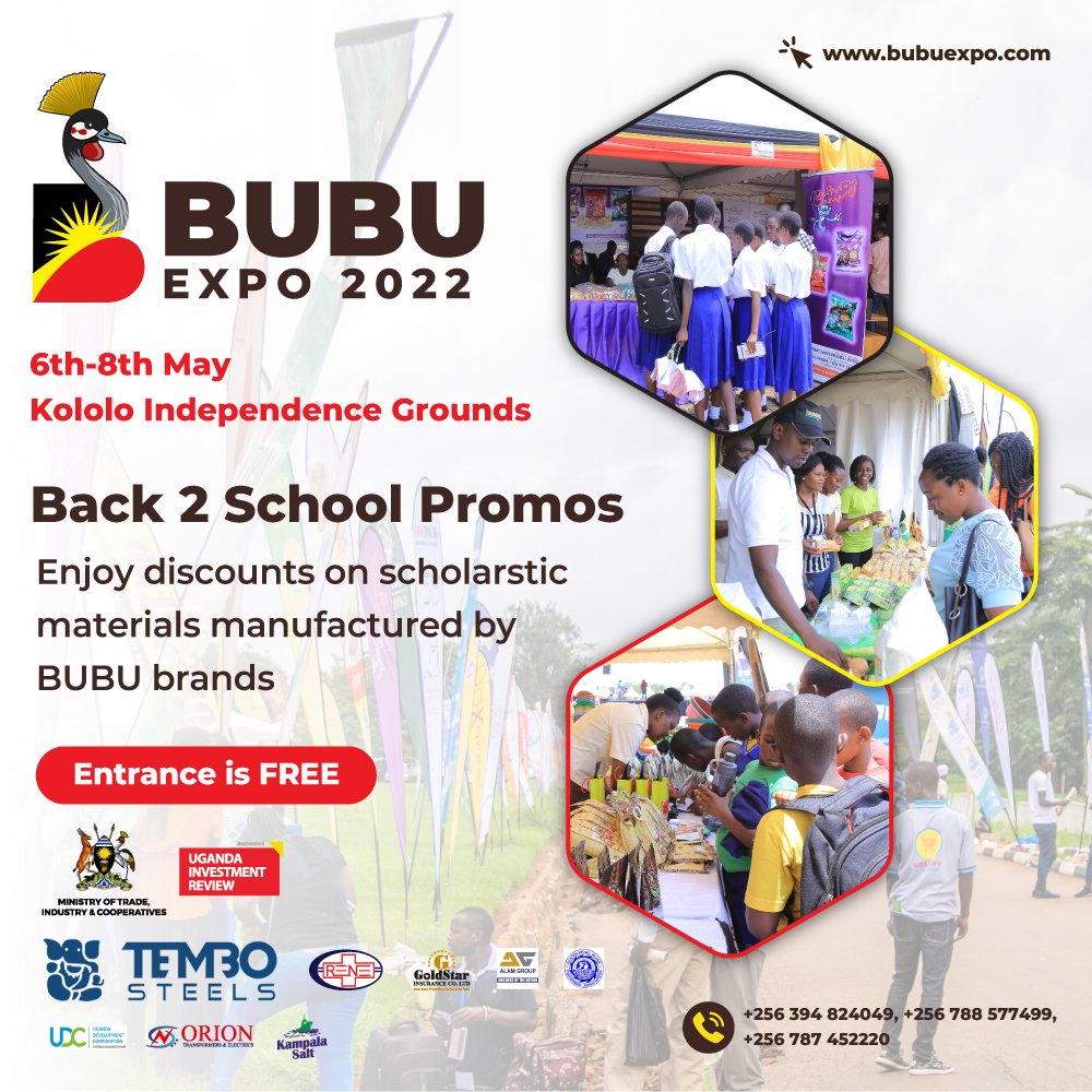 The #BUBUExpo2022 is making the back to school season easier with the #Back2SchoolPromo. Come take advantage of the great deals on a awide range of scholatic materials from different Uganda manufacturers. Entrance is FREE!

#BuyUganda #BuildUganda #uganda #BUBU