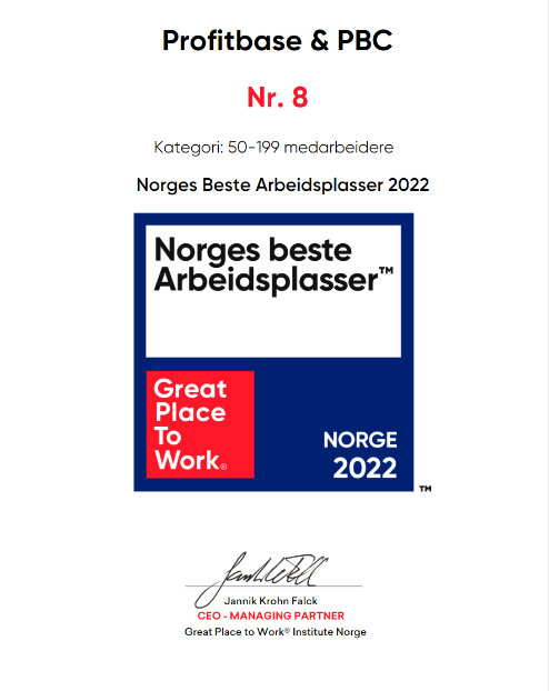profitbase's tweet photo. Profitbase og PBC AS ble kåret til Norges 8. Beste Arbeidsplass 2022 i kategorien 50-199 ansatte! 😃🏆🎉
 
Vi gir en stor klapp på skulderen til både ledere og medarbeidere for alt de bidrar med daglig for å gjøre dette til et godt sted å jobbe 🤩 https://t.co/uyVBrt6dj6