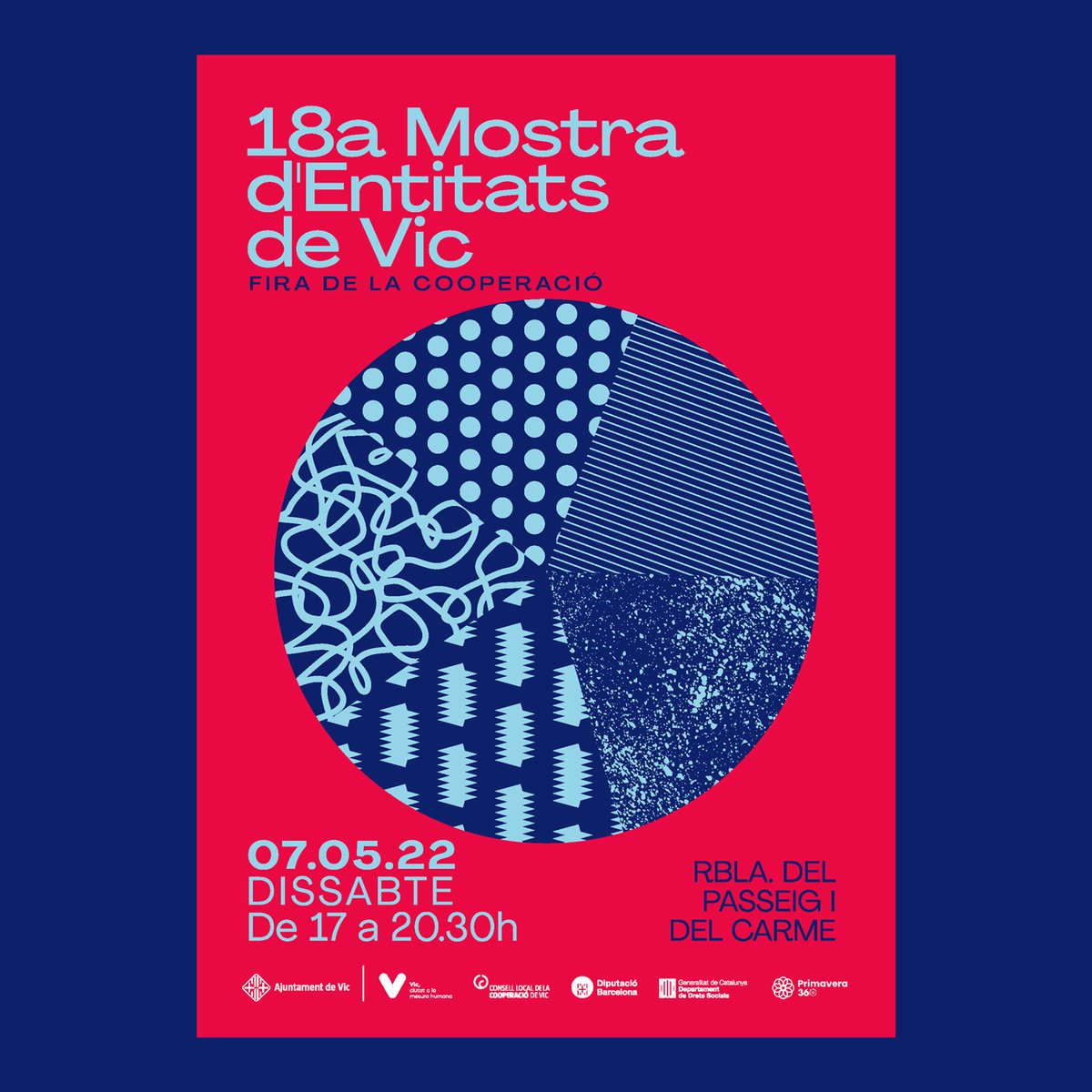 ✅ Suma't a la gimcana participativa de la 18a Mostra d'Entitats per conèixer millor el teixit associatiu de #Vic i el treball altruista que fan durant l'any. 

🗓️ Dissabte 7 de maig de 17 a 20.30h.

📍Rambla del Passeig i del Carme.

ℹ️👉vic.cat