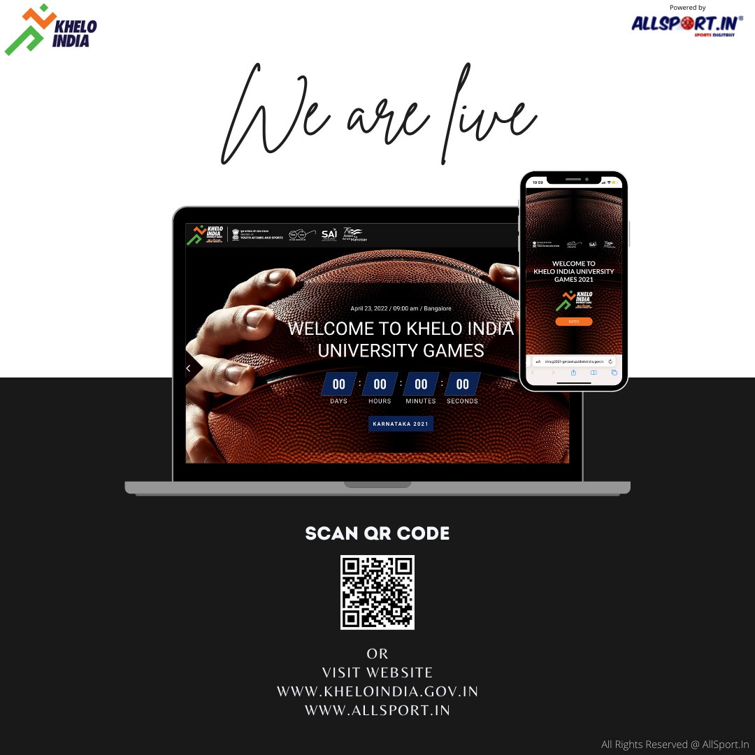 KheloTech's tweet photo. Overwhelmed to introduce you to our very own developed website for Khelo India University Games 2021.✨

Scan the QR Code and take up all the live updates of the game or visit ⬇️
https://t.co/JyaPt6mpuP | https://t.co/AiYxUmU0XP

#KIUG2021 #KheloIndia #GMS #Website https://t.co/Lcomv6iUO9