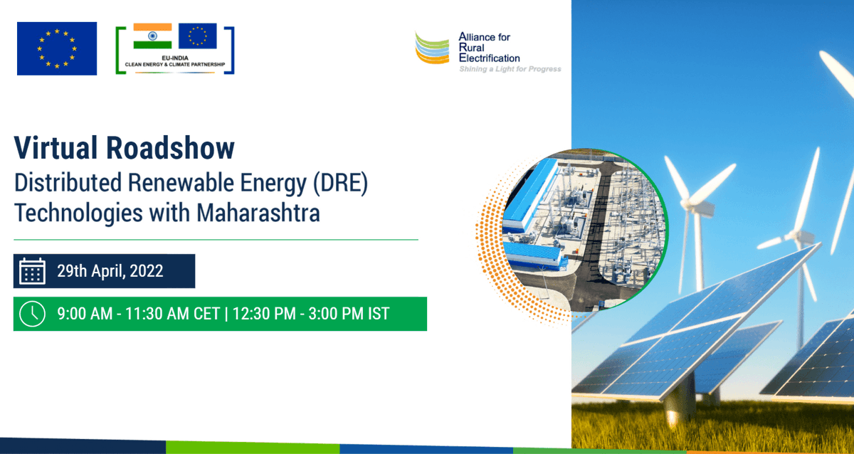 EU_India_CECP's tweet photo. Reminder - Join the next stop of our virtual #EUIndiaCECP roadshow on renewable energy, on 29/04 at 09AM CET/12:30PM IST in Maharashtra, focusing on Distributed Renewable Energy (🇪🇺🇮🇳).

Register at- https://t.co/QPhtdYmpyk

@EU_in_India @Energy4Europe @RuralElec

#EUIndiaEkSaath https://t.co/1GDBcd6m93