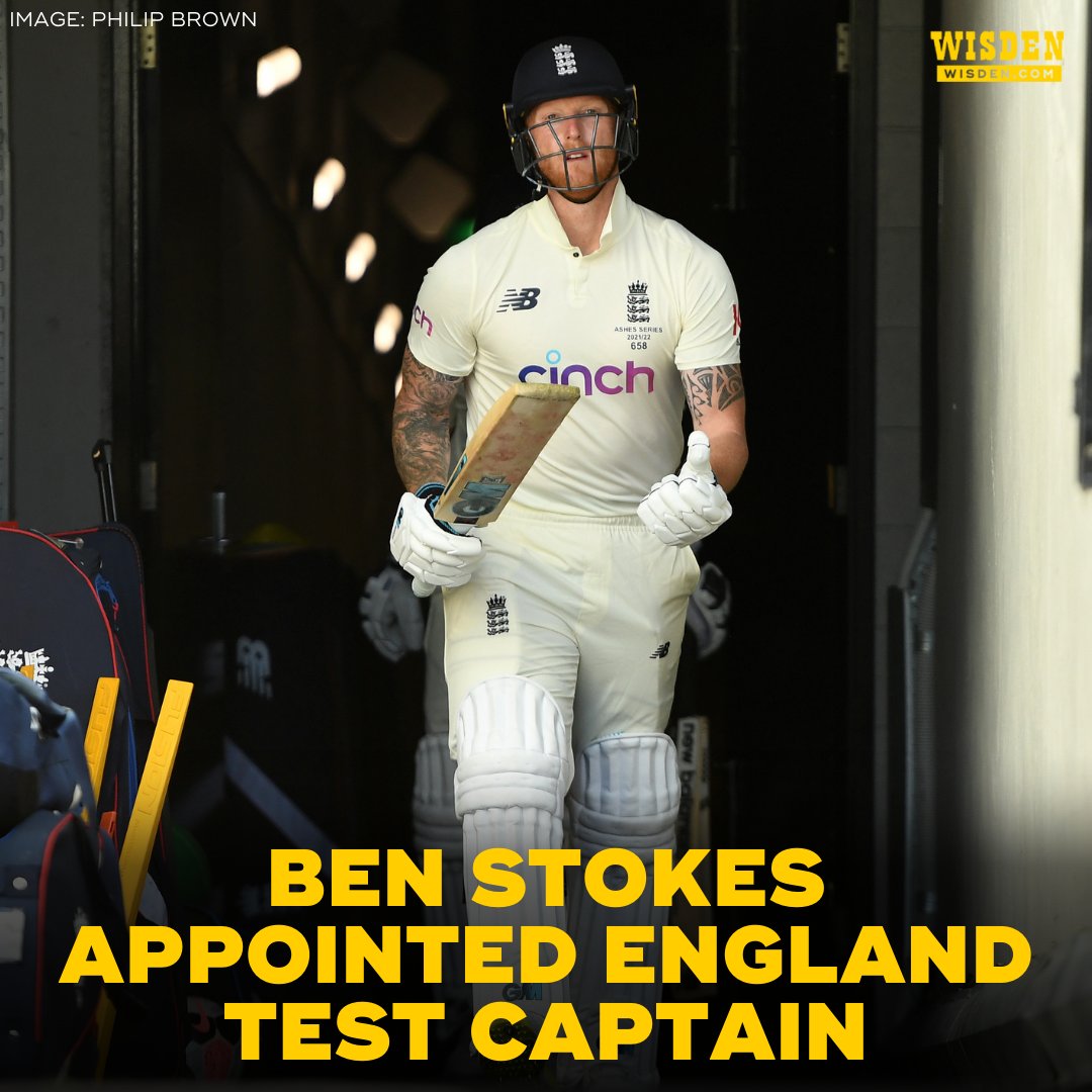 WisdenCricket's tweet photo. CONFIRMED: Ben Stokes is England's new Test captain. https://t.co/bog2EamtWf