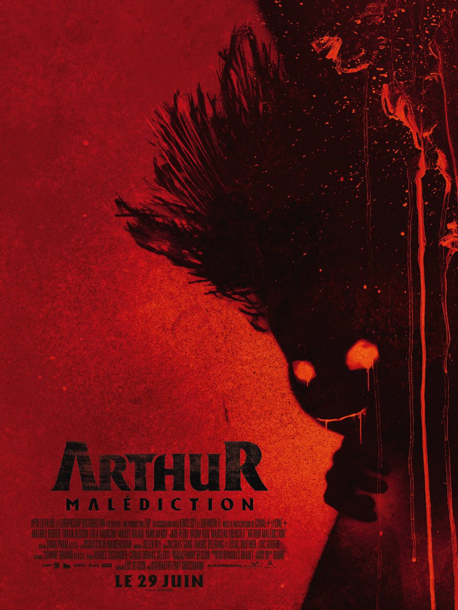 #ArthurMalédiction 

Un film d’horreur méta sur l’univers de #ArthurEtLesMinimoys en salles dès le 29 juin.
Un film écrit et produit par #LucBesson et réalisé par #BarthélémyGrossmann (13m2).

Avec #MathieuBerger #ThaliaBesson et #LolaAndreoni 

Teaser dans mon précédent tweet.