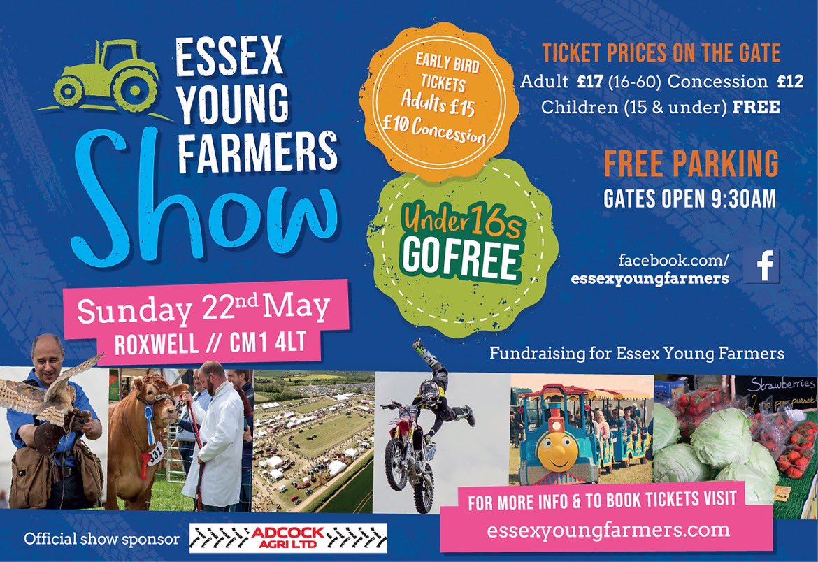 Come and join us at our show on Sunday 22nd May 2022! 

Get your early bird tickets here: essexyoungfarmers.com 

#essexyoungfarmers #essexyoungfarmersshow <a href="/Essexlife/">Essex Life</a> <a href="/HeartEssexNews/">Essex News</a> <a href="/EssexDaysOut/">Essex Days Out</a>