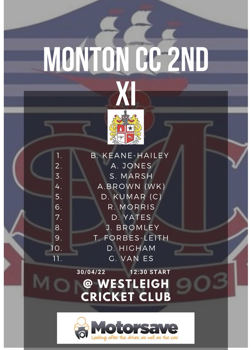MontonCC's tweet photo. Our @MotorsaveLtd line ups for our games v @westleighlions and @DHCC3 this weekend. https://t.co/ZDsA7prf62