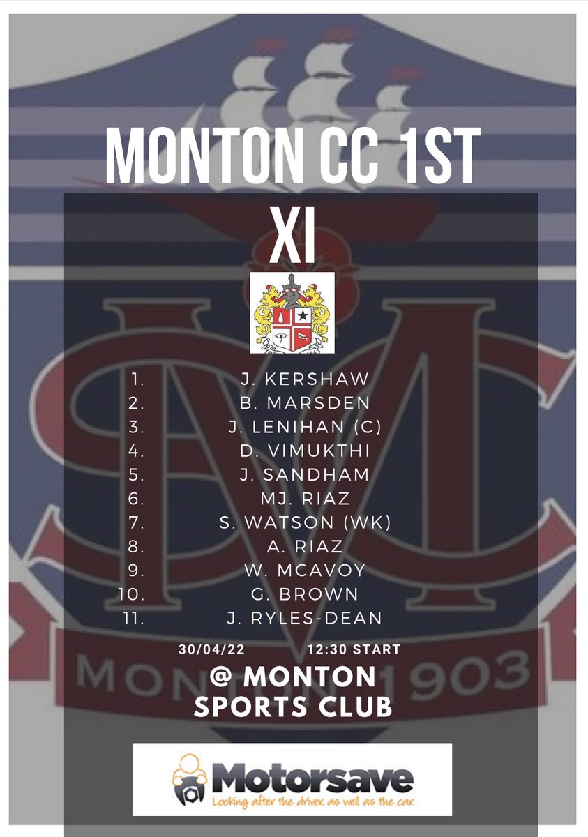 MontonCC's tweet photo. Our @MotorsaveLtd line ups for our games v @westleighlions and @DHCC3 this weekend. https://t.co/ZDsA7prf62