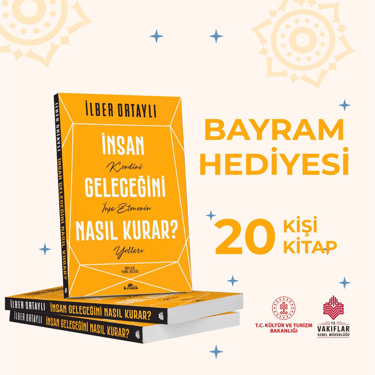 📚Bayram Hediyeniz Bizden... 

Bizi takip ederek bu paylaşımı retweet'leyen ve iki arkadaşını etiketleyerek yorum yapanlar arasından çekilişle belirlenecek kişilere İlber Ortaylı'nın imzalı kitabını hediye ediyoruz.

Not: 17.00'ye kadar yapılan yorumlar geçerlidir.