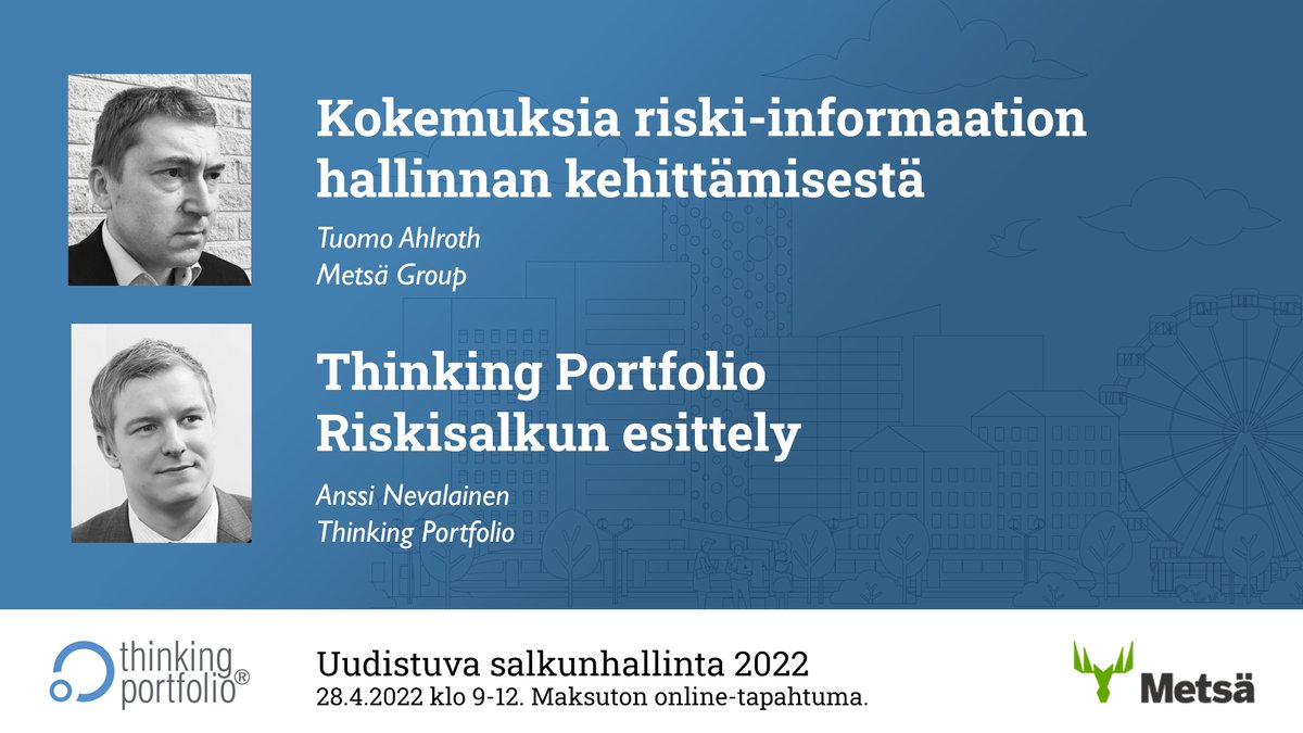 HarjuKatri's tweet photo. Tule kuulemaan riskisalkunhallinnan uusimmat tuulet @TP_AnssiN #riskisalkku esittelyyn sekä @MetsaGroup Tuomo Ahlrothin kokemuksia riski-informaation hallinnasta #USHA2022 https://t.co/G4zJchgMND https://t.co/Jb1ieIGkmj