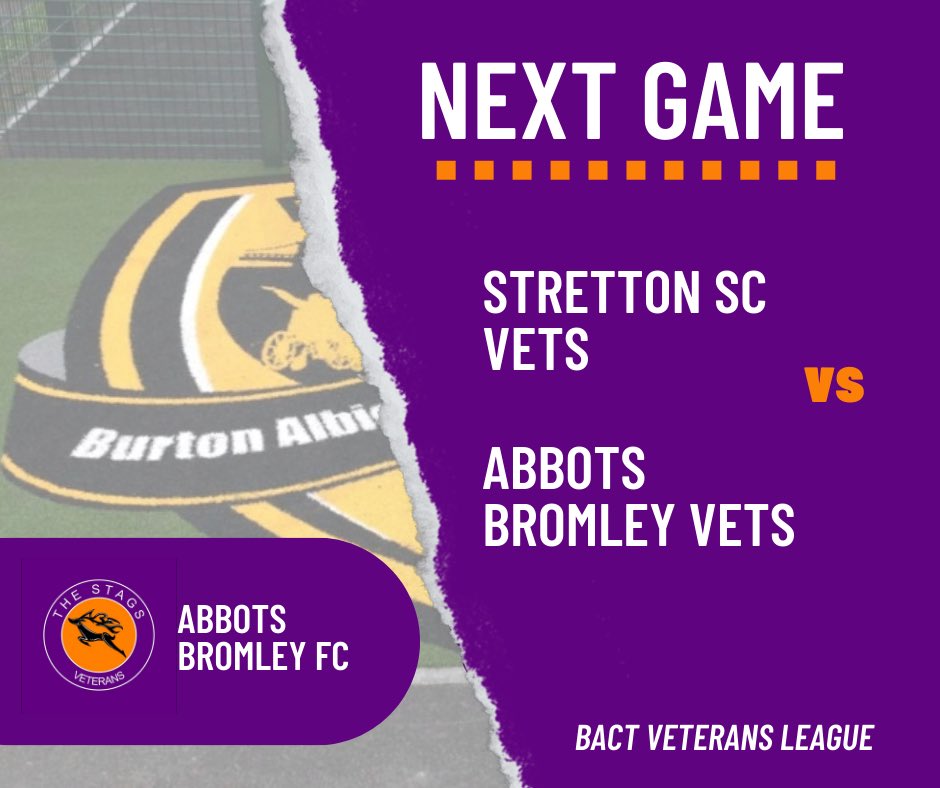 abfcvets's tweet photo. Next Fixture | 

The 2nd game of the league campaign sees us face Stretton Social Club. 

📍@BurtonAlbionCT (next to @PirelliStadium) 
⏰ 7pm
🗓 6 May 

🟣🟠 https://t.co/os7LIDApi4