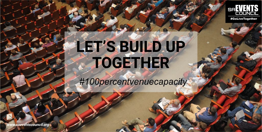 We prove that we can host larger events safely every day, but the 50% capacity and attendance limits continue to hamper recovery. 
Let's build up together to an attendance capacity that allows us to survive #builduptogether #saeventscouncil #weareopen #100percentcapacity
