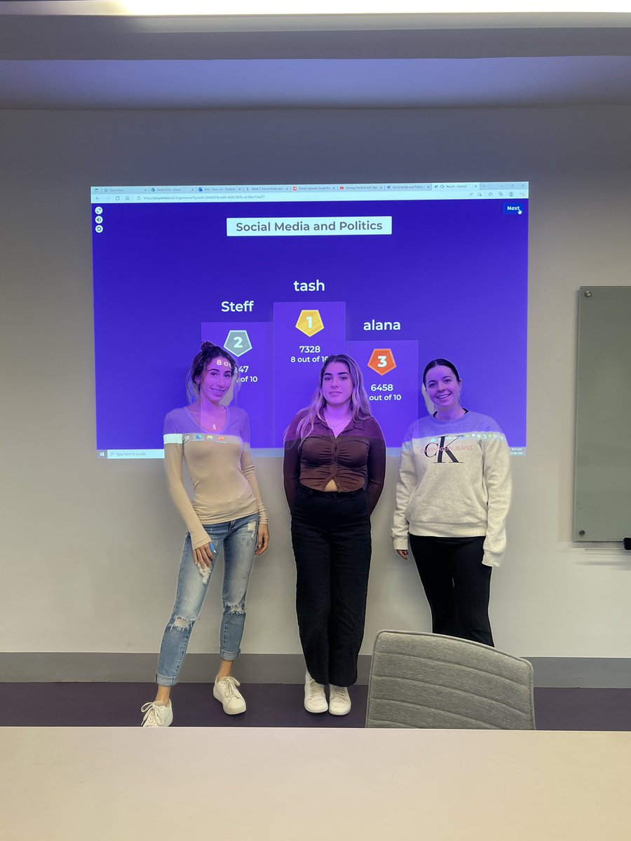SeavAtDeakin's tweet photo. Give it up for our week 7 #ALM101 Kahoot champions! 👏🏻 Well done to all who made the podium! 🥇🥈🥉 

Congrats also to our Wednesday 10am winners @AlishYounus @alyssiasmith03 and @AAshleigh_xxoo (sorry I couldn’t get the photo of the podium)! https://t.co/O67DxWGshi