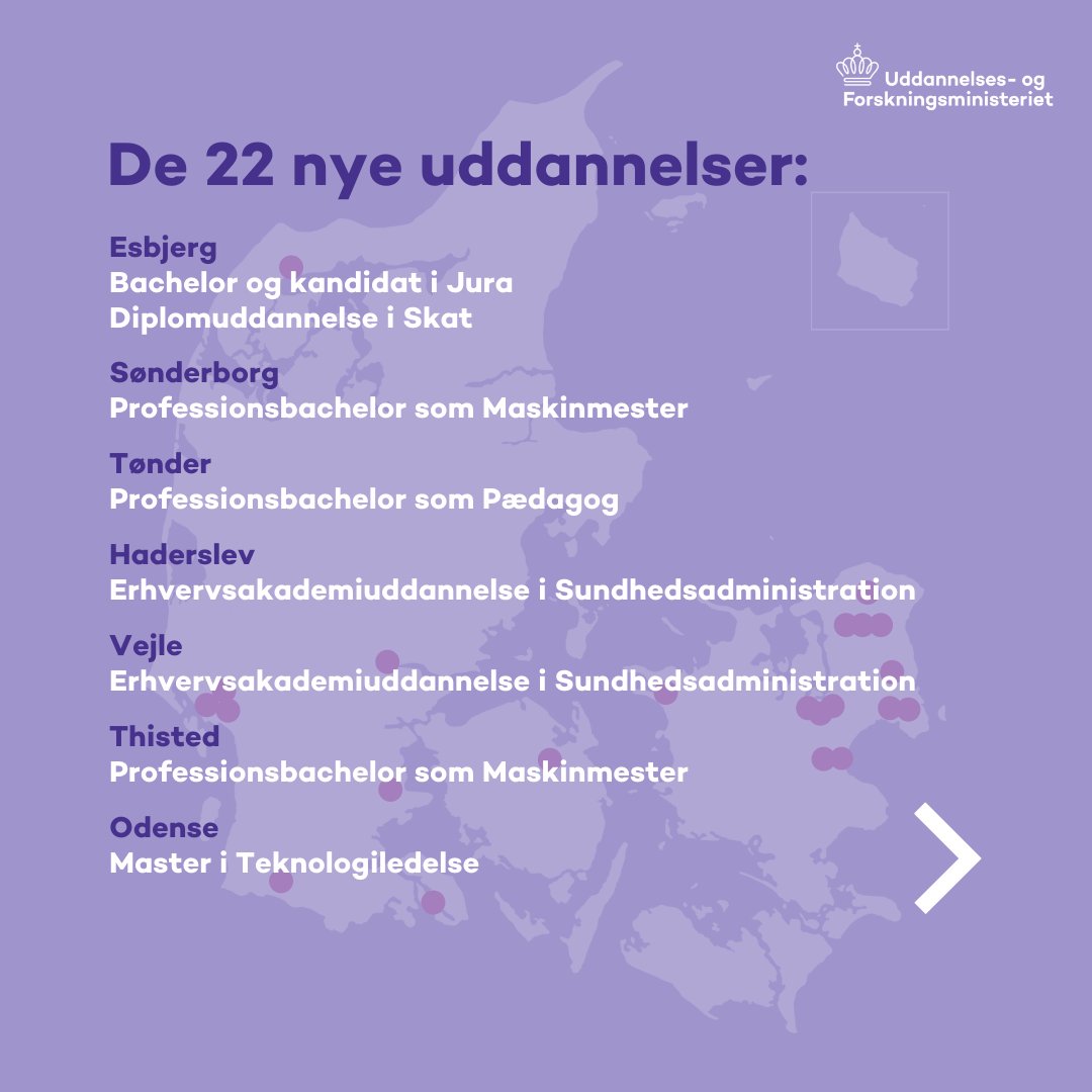 UFM_MIN's tweet photo. .@Jesper_Pet har netop godkendt ansøgninger om 22 nye uddannelsesudbud rundt om i landet. I tråd med den politiske aftale ’Flere og bedre uddannelsesmuligheder i hele Danmark’ åbner 18 uden for de største byer.
https://t.co/VGSuJ20d1m #uddpol #dkpol https://t.co/xDQ9hGuHkp