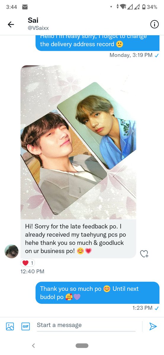 Mnl_Bangtaned's tweet photo. Thankyou so much @VSaixx 🥰 until next budol, borahae 💜
#MBFeedbacks https://t.co/YRqKJUYKq9