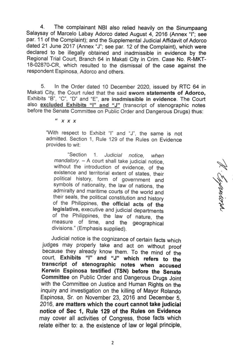 ABSCBNNews's tweet image. JUST IN: Self-confessed druglord Kerwin Espinosa recants ALL his allegations vs detained Sen. Leila de Lima in a counteraffidavit subscribed before the DOJ this afternoon, his lawyer Raymund Palad tells ABS-CBN News.

Espinosa says claims vs De Lima NOT TRUE. | @mikenavallo