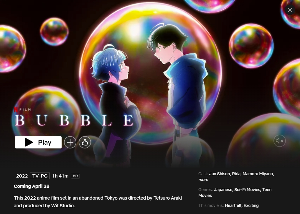 Netflix Anime Movie 'Bubble': Coming to Netflix in April 2022