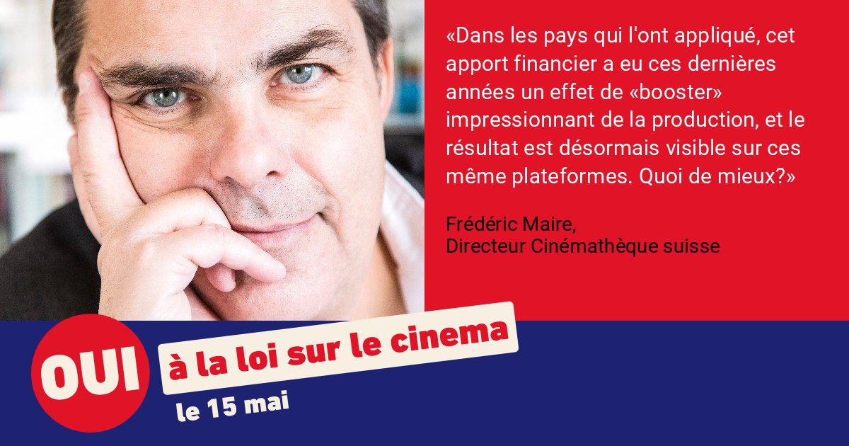 🎞 Le directeur de la Cinémathèque suisse Frédéric Maire soutient le OUI à la #loicinema : 

🤝 Retrouvez notre comité de soutien et déposez votre propre témoignage sur notre site.

#loicinemaoui #LexNetflix #LexNetflixOui #votationsfédérales #abst22 #chvote #cinematequesuisse