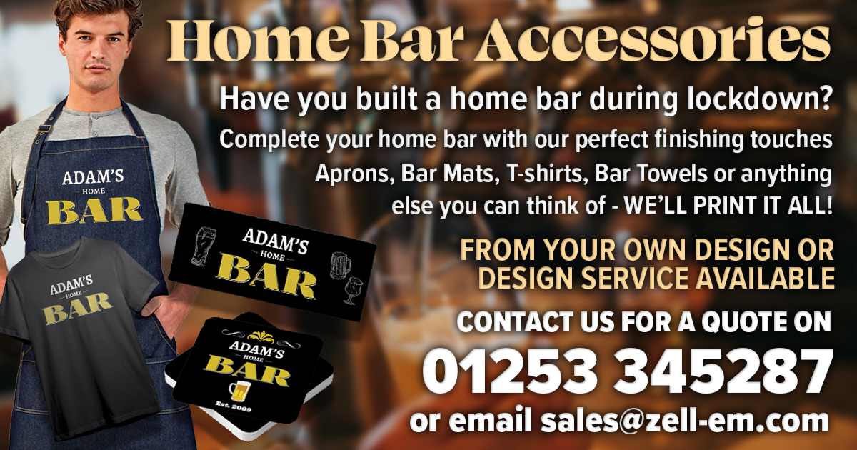 ZellEmGroup's tweet image. Built a home bar recently? Need accessories or merch? Call 01253 345287 or email sales@zell-em.com with your needs. We can also print your bar sign too!
#lockdown #homebar #barsigns #barsign #zellem #printing #personalised #merchandise #beer #beermat #bartowel #aprons #getintouch