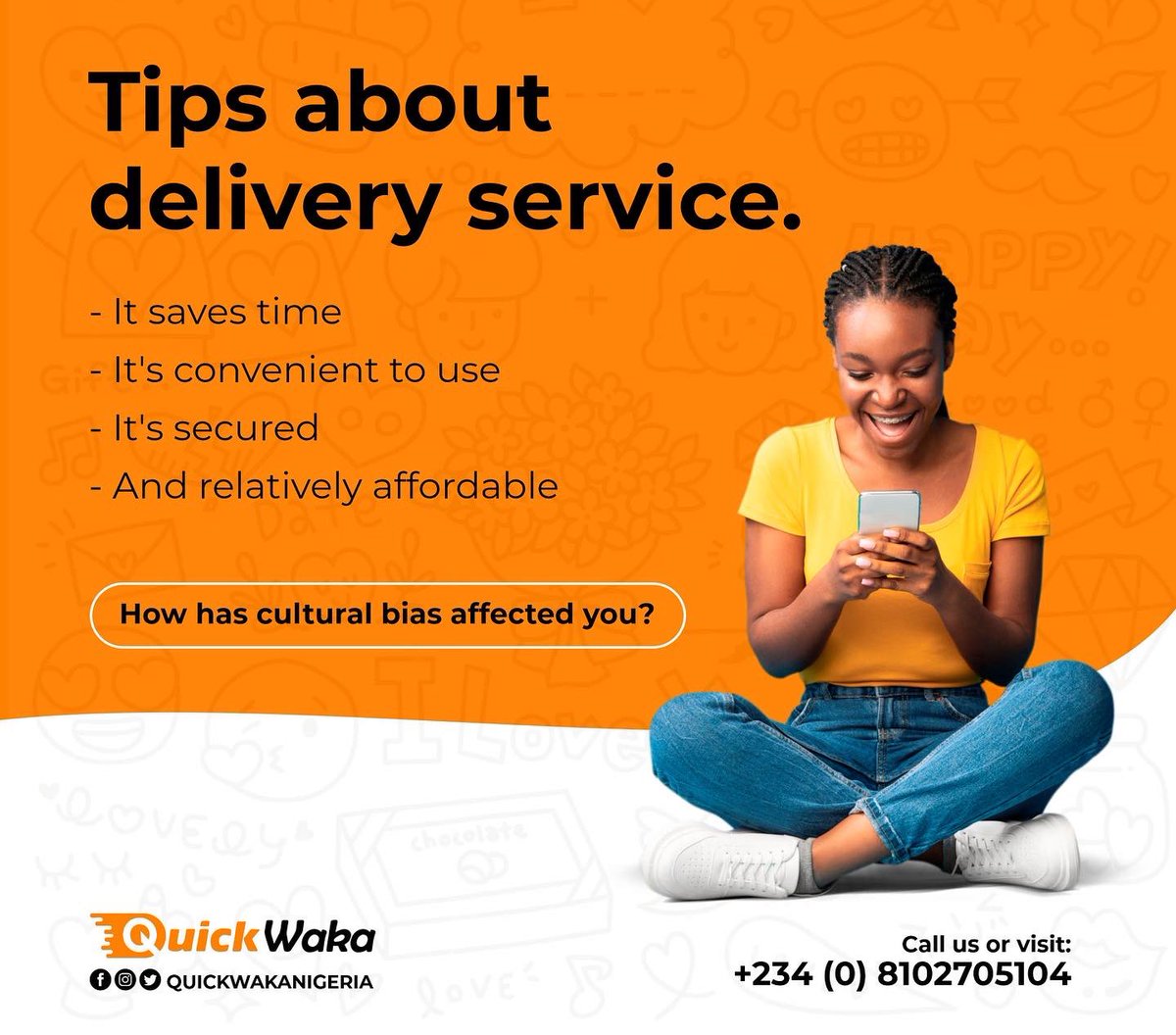 quickwakang's tweet photo. What are the cultural biases you've encountered as a business person?

#marketerrand #quickwaka #fooddelivery #quickwakanigeria  #quickwakalogistics #deliveryservice #Abakaliki #logisticservices #logisticsinnigeria  #nairaland #ministryofeducation #samsungfortwitter https://t.co/KUKQORzX8W