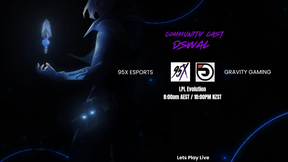 We're back for the LPL Valorant Evolution series!

Coming up tonight we have @95xeSports taking on <a href="/GravityGamingau/">Gravity Gaming</a> in a Bo3.

📺twitch.tv/dswal

#esports #oce #valorant