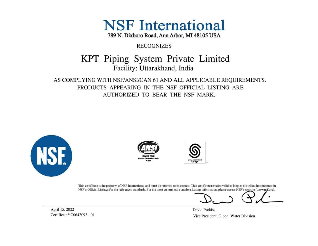 PpPiping's tweet image. Proud to be the 1st &amp;amp; Only Indian Company to be accorded with the Prestigious NSF Certification for Manufacturing Excellence in PP-R Piping Systems  #kptpipes #kptpipingsystem #Pprpipe #ppr #pprpipes #MEP #mep #mepservices #mepengineering #mepengineer #mepengineers #architects